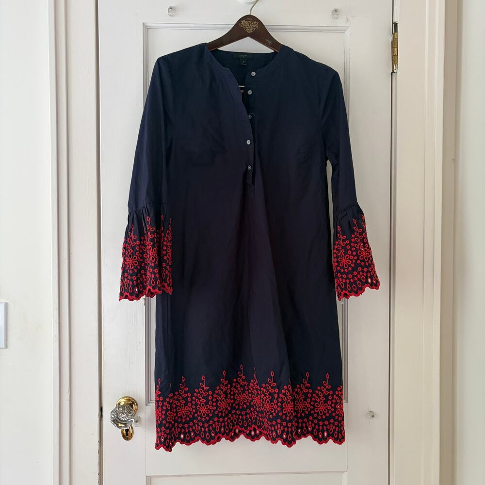 J.Crew Eyelet Bell-Sleeve Dress (Style H6978) Size Small - Picture 2 of 9
